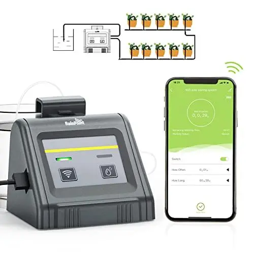 Produktbild: RAINPOINT WiFi Automatisches Bewässerungssystem für Zimmerpflanzen,DIY-Tropfbewässerungsset Fernsteuerung des automatischen/manuellen/verzögerten Bewässerungsmodus über APP