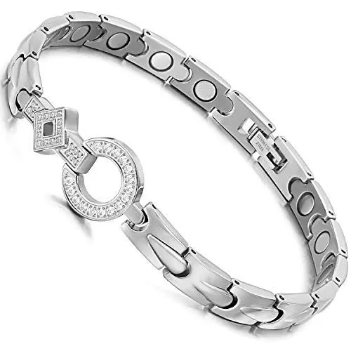 Produktbild: RainSo Ms. Elegantes Titan Stahl Armbant Mit Magneten(Silber).Armbänder Können Arthritisschmerzen Lindern.Hochwertige Geschenke, Exklusive Verpackung