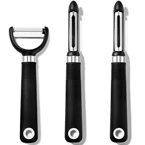 Produktbild: Rainspire 3-teiliges Schäler-Set, Premium Swivel Gemüseschäler, Küchenhelfer Apfelschäler Kartoffelschäler Gemüseschäler Obstschäler Spülmaschinenfest Küchenzubehör, Schwarz