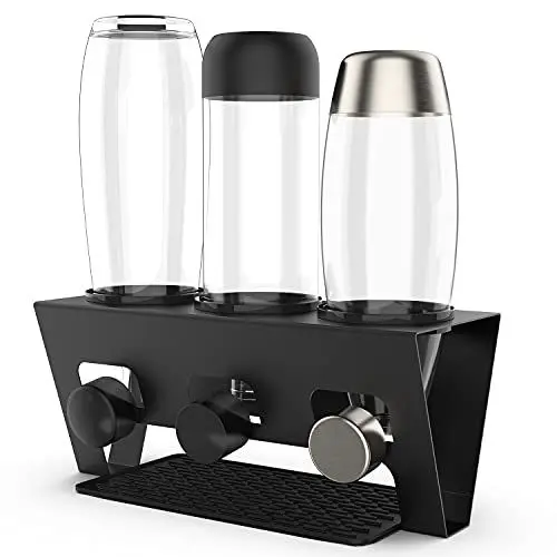 Produktbild: Rainsworth Flaschenhalter kompatibel mit Duo und gängige Wasserflaschen, 3er Abtropfhalter, Abtropfständer Abtropfgestell inkl. Silikonschutzringe, Abtropfmatte, Metall