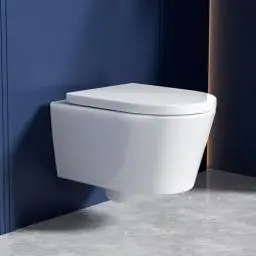 Produktbild: Rainsworth Spülrandlos Wand-WC Tiefspül Toilette - Hänge Toiletten mit effizienter Spültechnik, Kloschüssel inklusive WC-Sitz mit Absenkautomatik und Schnellspanner, Weiß, 48,5 cm lang