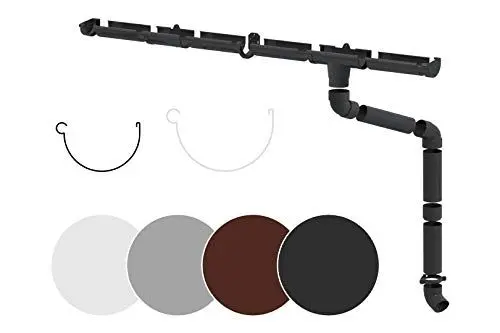 Produktbild: RAINWAY S Regenrinnen Komplettset (1 Dachseite) - PVC-U Kunststoff in 4 Farben, für Dachflächen < 100m² empfohlen (Set min. 6 Meter, grau) Regenrinnen PVC Plastik