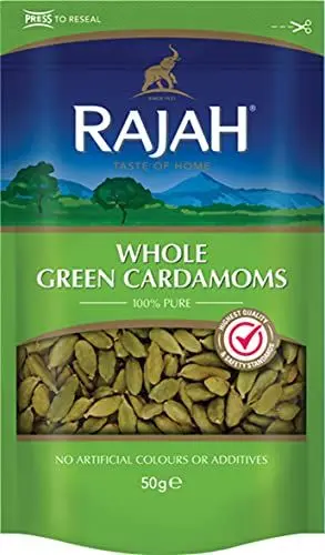 Produktbild: Rajah , Metall , ganzer Kardamom – Grünes Kardamomgewürz zum Würzen, Kochen und Backen – 1 x 50 g