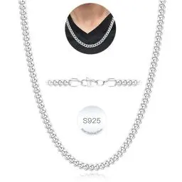 Produktbild: Rajputana 925 Silber Kette Halskette für Männer 5mm Kubanische Verbindung Ketten für Herren Junge Sterling Silber Männer Kette Halsketten Robuste Kandare Chains Schmuck Geschenke 18Zoll
