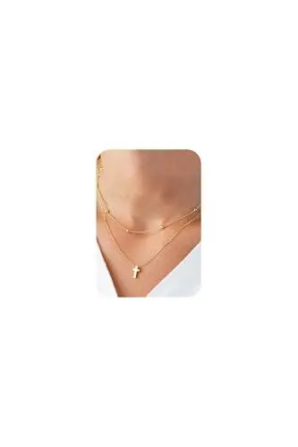 Produktbild: Rajputana Kreuz Halskette FüR Frauen Zierlich Schichtung Satellit Choker Winzige Kleine Kreuz Halskette Geschichtet Goldkette Kreuz Halskette Christliche Geschenke Zierlichen AnhäNger Kreuz Halskette