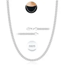 Produktbild: Rajputana 3mm Silber Kette Herren Sterling Silber Plated Kette für Herren Silberkette Mens Cuban Halskette für Männer 18 Zoll