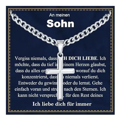 Produktbild: Rajputana Kreuz-Halskette für Männer - Edelstahl-Kette Schmuck Geschenke für Meinen Sohn