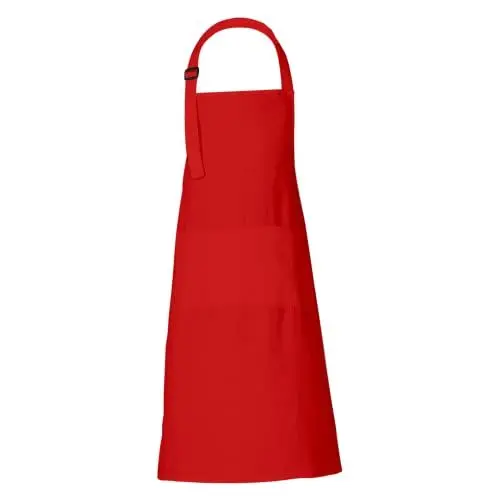 Produktbild: RAJRANG Rote Schürze 69 x 89 cm Baumwolle Schürze verstellbarer Nackenriemen und 3 Taschen für Männer, Frauen, Küche, Restaurant, Grill, Kochschürze
