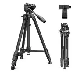 Produktbild: RALENO Stabile Stativ für Kamera, 152cm Langlebiges & Leichtes Stativ mit Tasche für Professionelle Fotografen, Fotografie-Videostativ mit Handyhalter für iPhone, Modell: TP-40