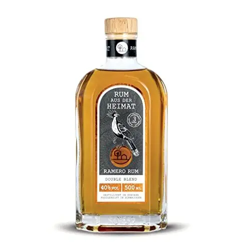 Produktbild: RAMERO Double Blend Rum 40% mild, kramellig, Kokos- & Schokonote | min. 3 Jahre Reifung | pur oder Cuba Libre | Zucker aus Guyana, in Deutschland gereift | Reifung in Whisky-& Rotweinfässern (500ml)