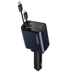 Produktbild: RAMPOW Zigarettenanzünder USB C, Auto Zubehör 65W Auto ladegerät Kfz Zubehör, 4in1 Einziehbares Auto Ladegerät Zigarettenanzünder Schnellladegerät mit iPhone 16/15/14/13, Samsung S24/S23, iPad