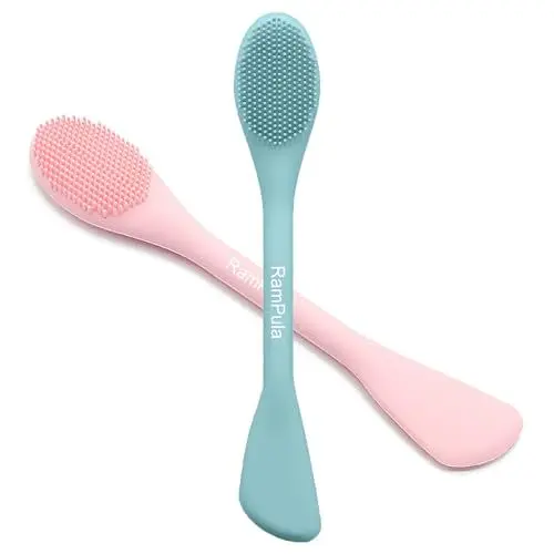 Produktbild: RamPula Gesichtsreinigungsbürste, 2 in 1 Silikon-Gesichtsmaskenbürste & Gesichtsschrubber, für Peeling, zum Entfernen von Mitessern, zur Makeup-Entfernung, Applikator für Schlamm, Lehm, Körperlotion
