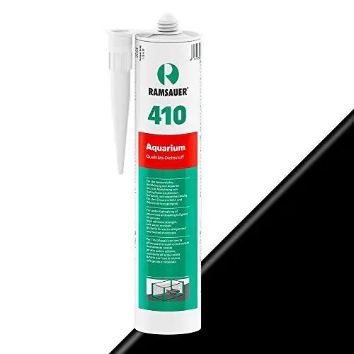 Produktbild: RAMSAUER 410 Aquarium (Schwarz) - 310ml Kartusche, Silikon Dichtstoff, Verklebung & Abdichtung von Aquarien, Terrarien & Ganzglas-Konstruktionen, Fliesen, salzwasserbeständig, haftet unter Wasser