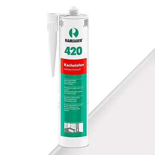 Produktbild: RAMSAUER 420 Kachelofen (Reinweiß) - 310ml Kartusche, Verfugen von Kachelofen & Granitofenplatten, Anschlussfugen von Kachel (-Fliesen) zum Mauerwerk, Verfugung zwischen Kamineinsatz und Mauerwerk
