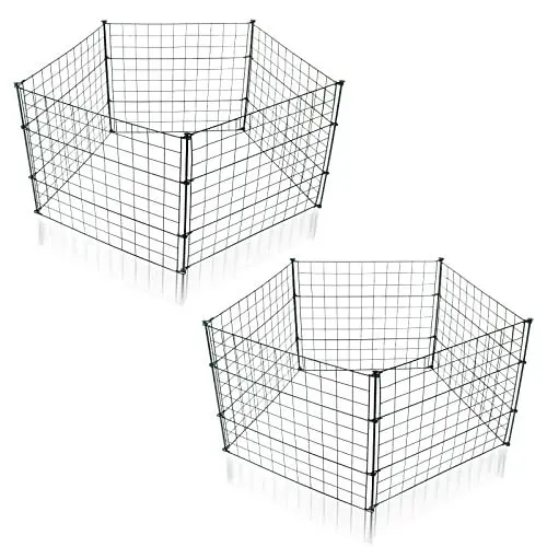 Produktbild: Randaco Teichzaun Gartenzaun 10tlg Set, Gartenzäune Dekorative mit 22 Zaunelemente-10 Zaunelemente und 12 Befestigungsstäben, Metallzaun Gitterzaun Länge 3,75 m (Gerade, Grün)