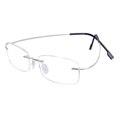 Produktbild: Randlos Lesebrille +1.0 für Damen Herren Ultraleicht (13g) Flexibel Rahmen mit Brillenetuis, Silber +1.0 (45-49 Jahre)
