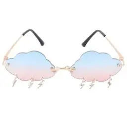 Produktbild: Amosfun Randlose Sonnenbrille UV-Schutz Sonnenbrille mit Wolkenform Und Blitz Neuheit Brille Flieger Sonnenbrille Brille für Frauen Ma Outdoor Beach