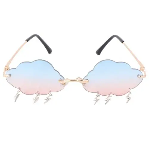 Produktbild: Amosfun Randlose Sonnenbrille UV-Schutz Sonnenbrille mit Wolkenform Und Blitz Neuheit Brille Flieger Sonnenbrille Brille für Frauen Ma Outdoor Beach