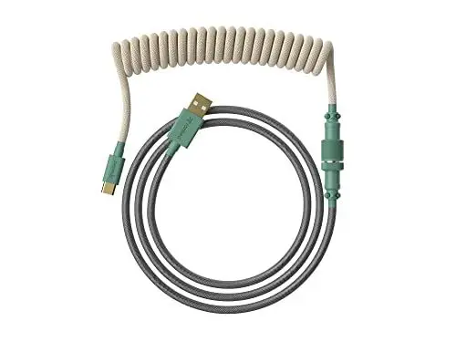 Produktbild: Ranked Coiled Cable | Handgefertigtes Double-Sleeved Geflochtenes Kabel | USB Typ C auf A | 5-Pin Aviator-Anschluss für Custom Mechanical Gaming Keyboard | Unterstützt Schnellladung 20W (9009)