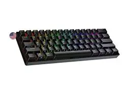 Produktbild: Ranked S60 Supernova Mechanische 60 Prozent Tastatur | Hotswap Gaming Keyboard | 61 Tasten mit RGB Beleuchtung | PC/Mac Gamer | US American Layout (Schwarz, Gateron Optical Speed Yellow)