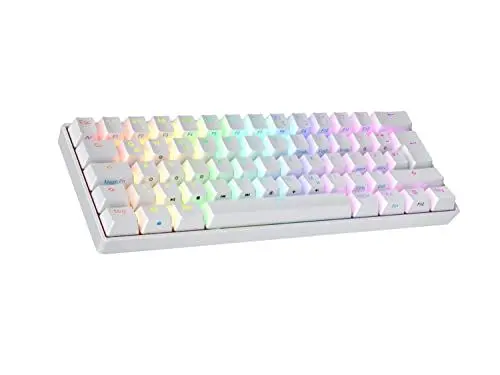 Produktbild: Ranked N60 Nova Mechanische 60 Prozent Tastatur | Hotswap Gaming Keyboard | 62 Programmierbare Tasten mit RGB Beleuchtung | PC/Mac Gamer | ISO DE QWERTZ (Weiß, Gateron Pro Red)