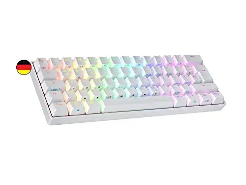 Produktbild: Ranked N60 Nova Mechanische 60 Prozent Tastatur | Hotswap Gaming Keyboard | 62 Programmierbare Tasten mit RGB Beleuchtung | PC/Mac Gamer | ISO DE QWERTZ (Weiß, Gateron Yellow)