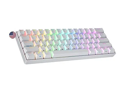 Produktbild: Ranked N60 Nova Mechanische 60 Prozent Tastatur | Hotswap Gaming Keyboard | 61 Programmierbare Tasten mit RGB Beleuchtung | PC/Mac Gamer | US American Layout (Weiß, Gateron Brown)