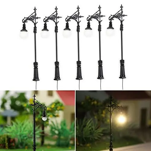 Produktbild: RANRAO 5 Stücke Miniatur Straßenlaterne, Modelleisenbahn Spur N Laternenpfahllampe Straßenlaternen 1:160 LED 65mm Licht Modelleisenbahn, Mini Laterne Puppenhaus Modelleisenbahn Dekoration