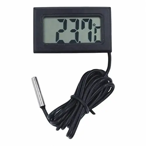 Produktbild: RANRAO Digital LCD Thermometer Temperaturüberwachung, Mini Aquarium-Thermometer Wasserdicht Temperatursensor Wasserdicht mit 5m Kabel und Externer Sonde für Kühlschrank Gefrierschrank Kühlschrank