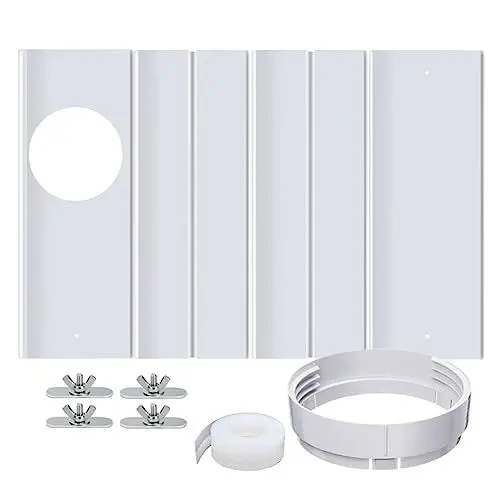 Produktbild: RANRAO Klimaanlage Fensterabdichtung Platte Einstellbare Klimaanlagen Fenster, AC Window Seal Platte für Abluftschlauch mit Durchmesser 15cm, für vertikal/horizontal Schiebefenster 43~140cm