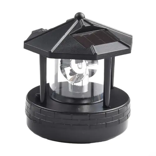 Produktbild: RANRAO Solarbetriebener Leuchtturm, um 360 Grad drehbar, Miniatur-Gartenleuchte, wasserdicht, für den Außenbereich, LED-Solar-Leuchtturm für Straße, Rasen, Landschaftslicht für Wegbeleuchtung