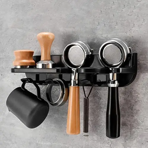 Produktbild: RANRAO Tamper Station für Barista, Kaffee Siebträger Wandregal, Wandhalterung Kaffee Tamper Rack, Kaffee-Tamper Halter, Multifunktions Kaffee Organizer Kaffeeregal, Werkzeug-Organizer für 54 mm
