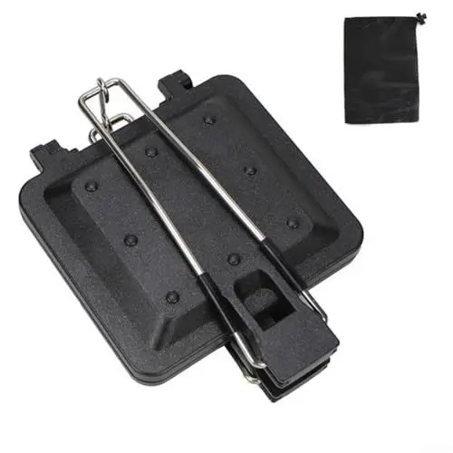 Produktbild: RANRAO Tragbare faltbare Sandwich-Pfanne, Camping-Grill, Aluminiumlegierung, Toastie-Maker mit Antihaftbeschichtung, Griff für Küche, Frühstück, 1511675664