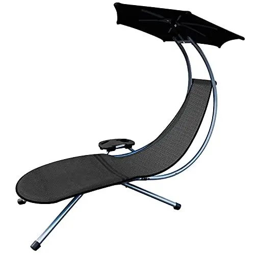 Produktbild: RANSENERS Gartenliege mit Verstellbarem Sonnendach und 195x68cm Großzügige Liegefläche - Bequeme Schwebeliege Pure Entspannung im Garten und Terrasse