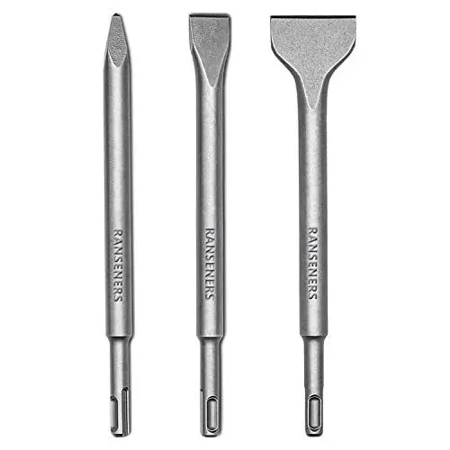 Produktbild: RANSENERS SDS-PLUS Meißel-Set, 3-teilig - Spatmeißel, Spitzmeißel, Flachmeißel, 25cm, universell einsetzbar, Aus supergehärtetem Stahl
