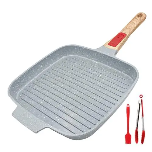 Produktbild: RANX INGST Grillpfanne Induktion 24 cm, Antihaft Keramikbeschichtung Grill Pfanne mit Abnehmbarer Griff Alle Herdarten - Blau