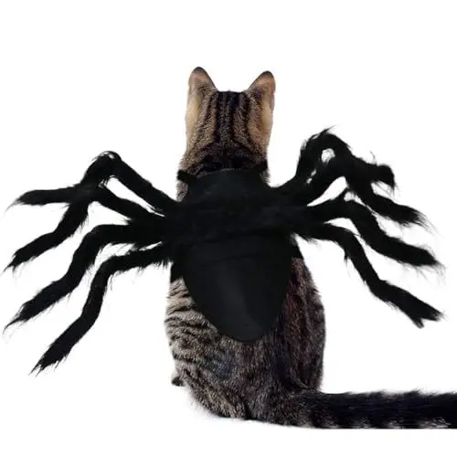 Produktbild: RANYPET Halloween Spinnenkostüm, Halloween Haustier Kostüm, Hundekostüm, Spinne Cosplay Haustier Kostüm für Katze Hund,Halloween Kostüm für Kleine mittelgroße Hunde und Katzen, Schwarz,klein