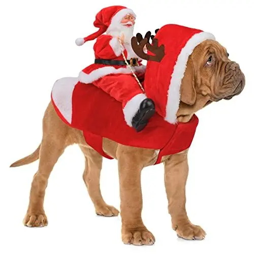 Produktbild: RANYPET Hund Santa Claus Reiten Weihnachtskostüm, Premium Haustier Kleidung Weihnachten Outfit für Kleine Große Hunde Katzen Weihnachtsfeier Anzieh S
