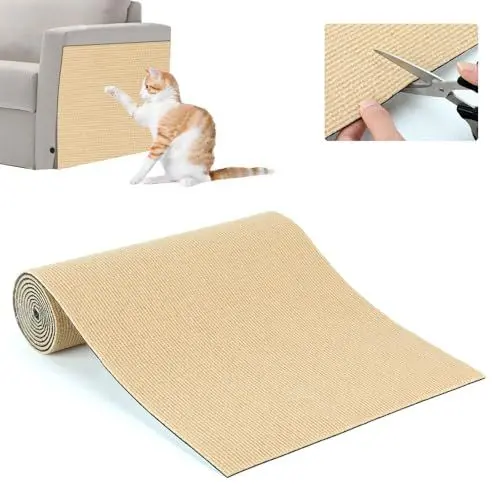 Produktbild: RANYPET Zuschneidbare Selbstklebend Kratzmatte Katze，Kratzteppich Katze für Erneuerung der Oberflächenschicht des Katzenkratzbretts, Katzen Kratzwand,Katzenkratzspielzeug,Sofas, Dunkelgrau 200x40cm