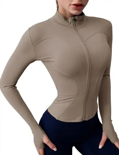 Produktbild: Rapbin Damen Laufjacke Sportjacke Langarm Gym Shirt Trainingsjacke Leicht Sweatjacke Atmungsaktive mit Daumenloch für Laufen Yoga Fitness Haiyueyan M