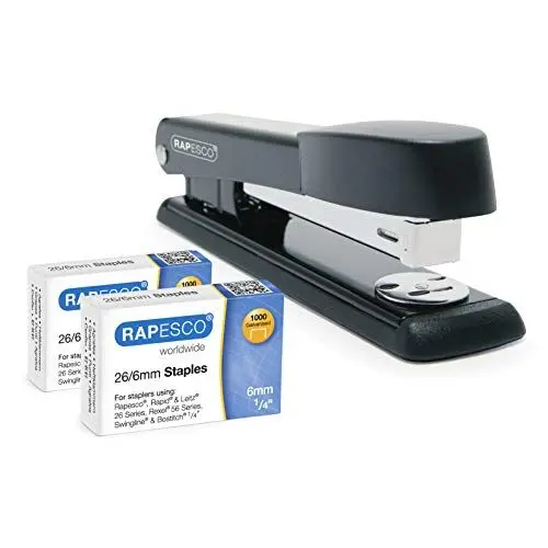 Produktbild: Rapesco 1602 Germ-Savvy Antibakteriell Marlin Heftgerät, 25 Blatt Heftleistung, Schwarz & 2000 x 26/6mm Heftklammern