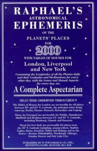 Produktbild: Raphael's Astronomical Ephemeris of the Planets' Places for 2000: A Complete Aspectarian: Mean Obliquity of the Ecliptic, 2000, 23 26 21