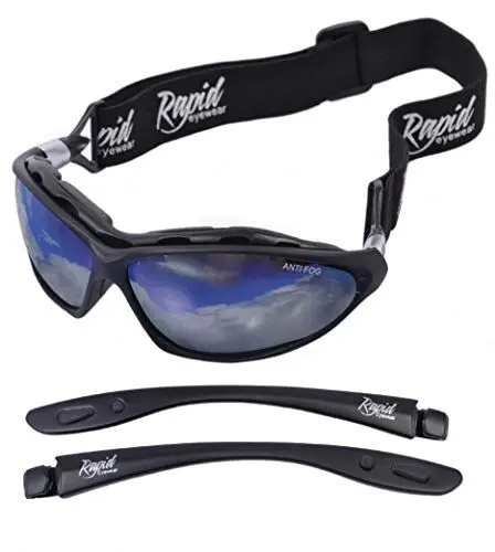 Produktbild: Rapid Eyewear Moritz Anti Fog Polarisierte SPORT SONNENBRILLE Verspiegelt: Wechselbare Seitenarme und Brillenband. Für Damen und Herren. Skibrille, Gletscherbrille. Geschlossen windschutzbrille
