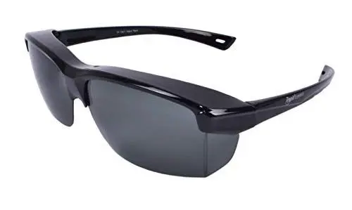 Produktbild: Rapid Eyewear ‘Vogue’ Schwarz SONNENÜBERBRILLE für Herren und Damen. Polarisiert Überbrille: Über Breite Gläser bis 140mm Passen. Benutzen als Sportbrille, Autobrille, Fahrradbrille etc.