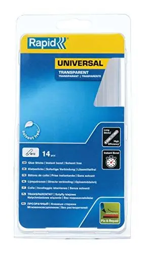 Produktbild: Rapid Heißklebesticks Transparent Universal, 14 Klebesticks 190mm Länge, Universeller Heiβkleber, für Heißklebepistole 11mm, 12mm