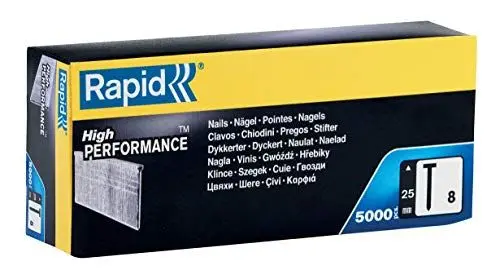 Produktbild: Rapid Nägel Typ 8, 25mm Stauchkopfnägel 18Ga, 5.000 Stück, für Tacker, Druckluftnagler und Elektronagler