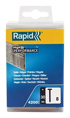 Produktbild: Rapid Nägel Typ 8, 30mm Stauchkopfnägel 18Ga, 4.200 Stk. Kunststoffbox, für tacker, druckluftnagler und elektronagler