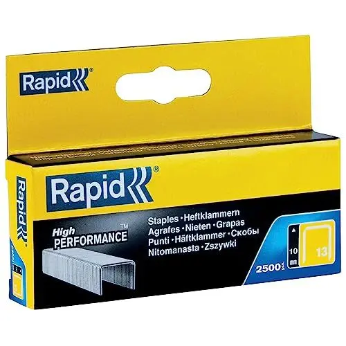 Produktbild: Rapid Tackerklammern Typ 13, 10mm Klammern, 2.500 Stk., Feindrahtklammern für Holz und Leinwand