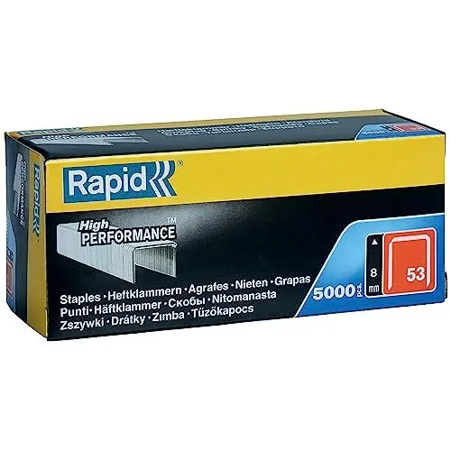 Produktbild: Rapid Tackerklammern Typ 53, 8mm Klammern, 5.000 Stk. Großpackung, Feindrahtklammern für Holz und Stoffe