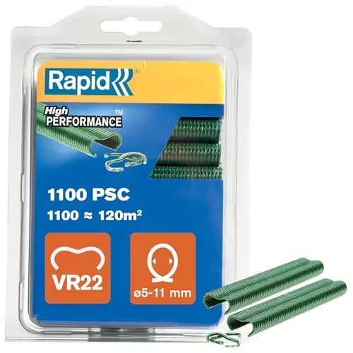 Produktbild: Rapid Zaun-Ringklammern VR22 Grün, 1.100 Stk., zur Befestigung von Spanndrähten an Zäunen, für FP222 und FP20 Zaunzange
